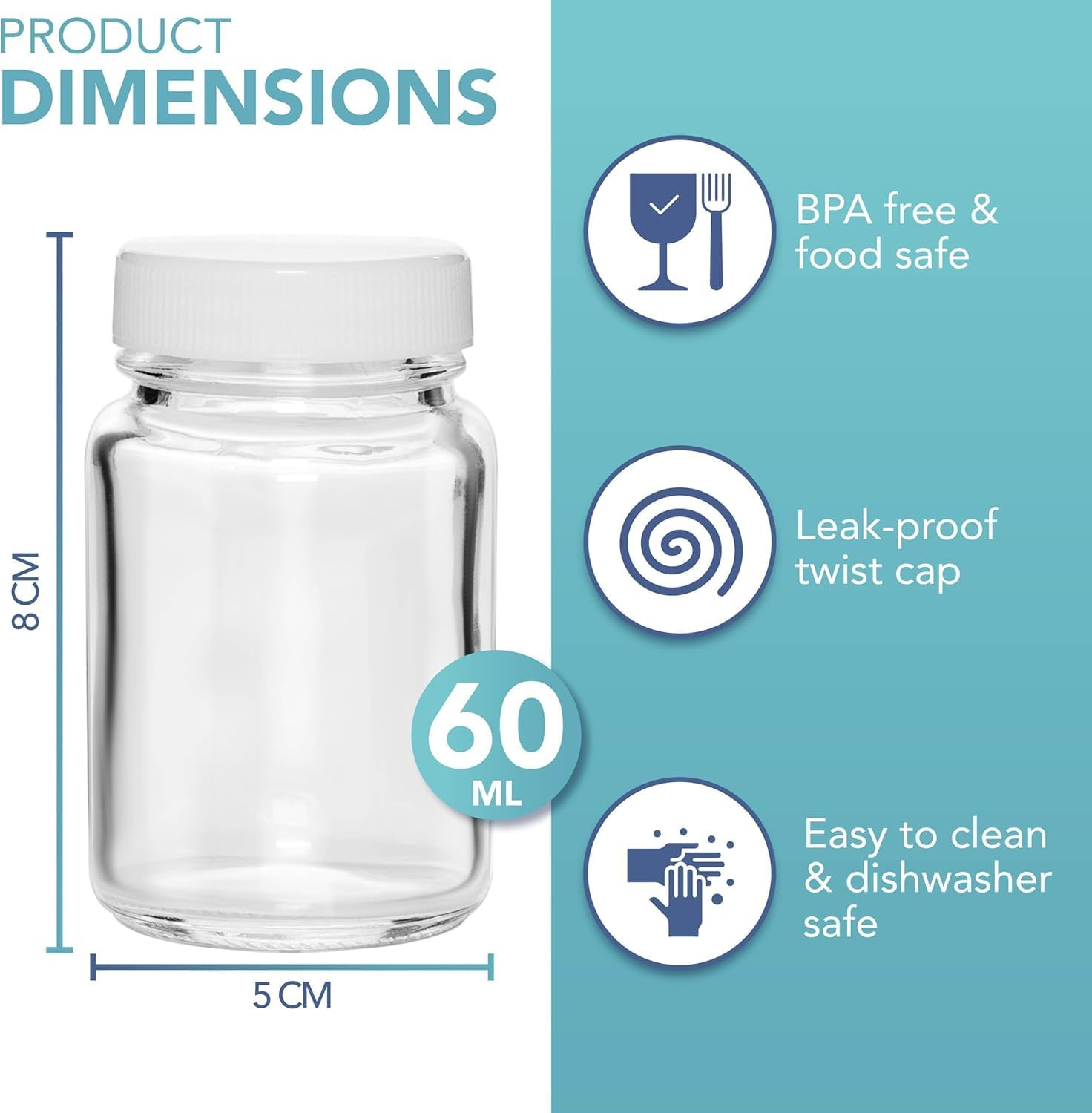 PENGQIMM 12 Pack Glass Shot Bottles with Lids,60 Ml Small Clear Glass Bottles Glasses Containers with Cleaning Brush & Labels Empty Clear, Airtight Juice Shot Bottles, Oils, Sauce, Medicine