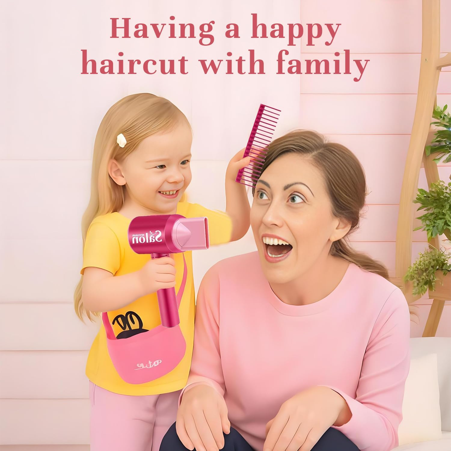 22Pcs Girls Hair Salon Toys, Kids Beauty Salon Set with Pretend Play, Pretend Play Hair Salon Stylist Toy Kit with Barber Apron, Hair Dryer, Mirror, Scissors