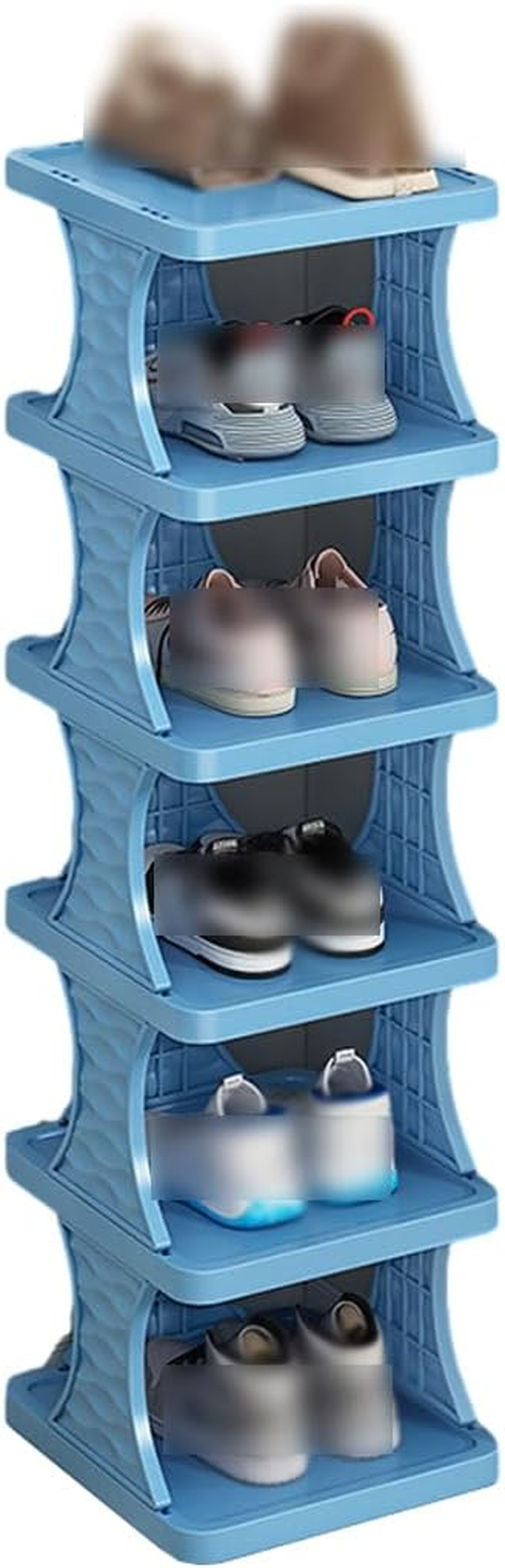 AIMALL Multi-Layer Folding Shoe Rack, Compact Narrow Design for Home Entrance, Dormitory, Corridor, with Stable Load Bearing, Easy Assembly, Blue/Orange/White