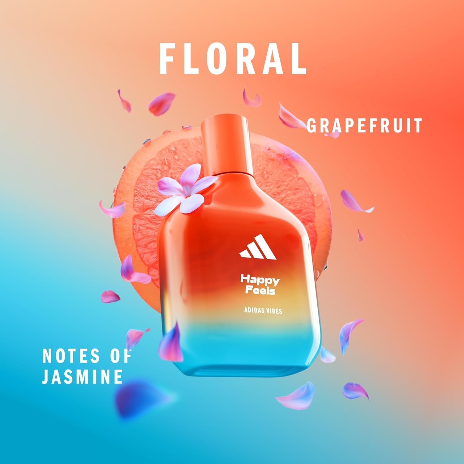 Adidas Vibes Happy Feels Eau De Parfum for All, Joyful and Uplifting, Long Lasting Fragrance, Grapefruit and Jasmine 100Ml image number 5