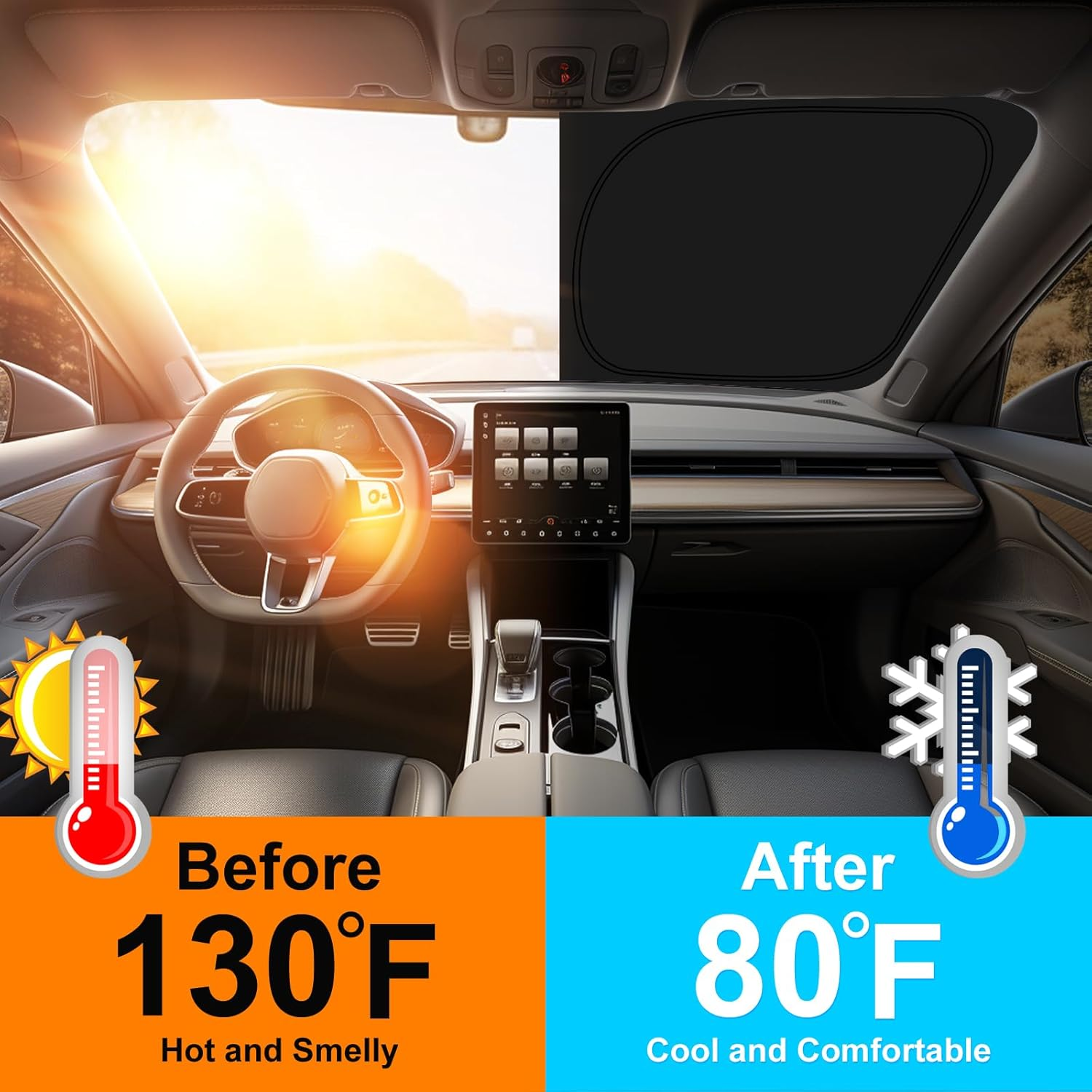 Car Sun Shade for 2020-2025 Hyundai Palisade Accessories Windshield Sunshade Cover Front Window Shade Custom Fit Palisade Sun Visor Protector Foldable Blocks UV Rays image number 4