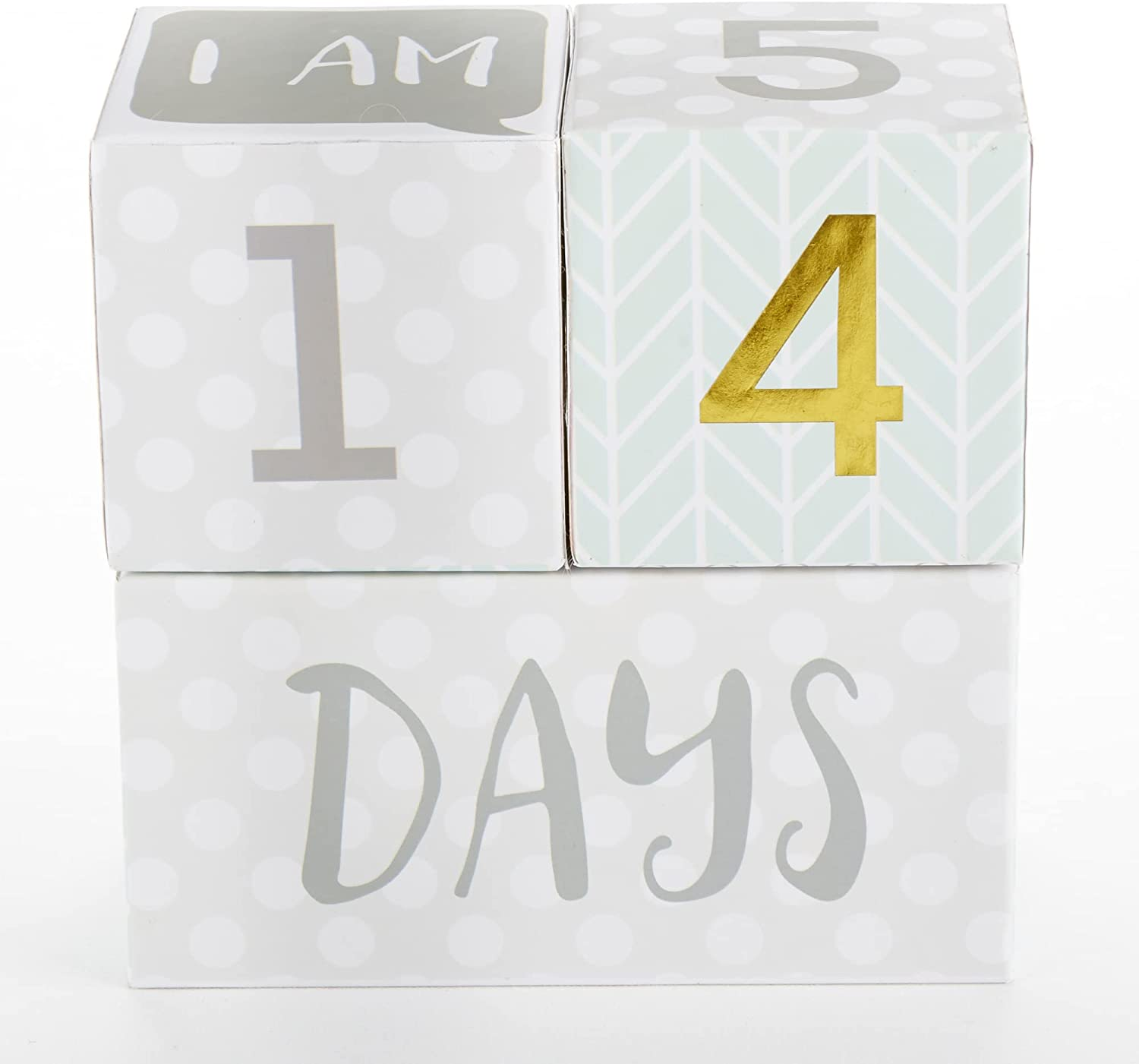 Baby Aspen My First Milestone Age Blocks, White/Grey/Mint/Gold image number 5