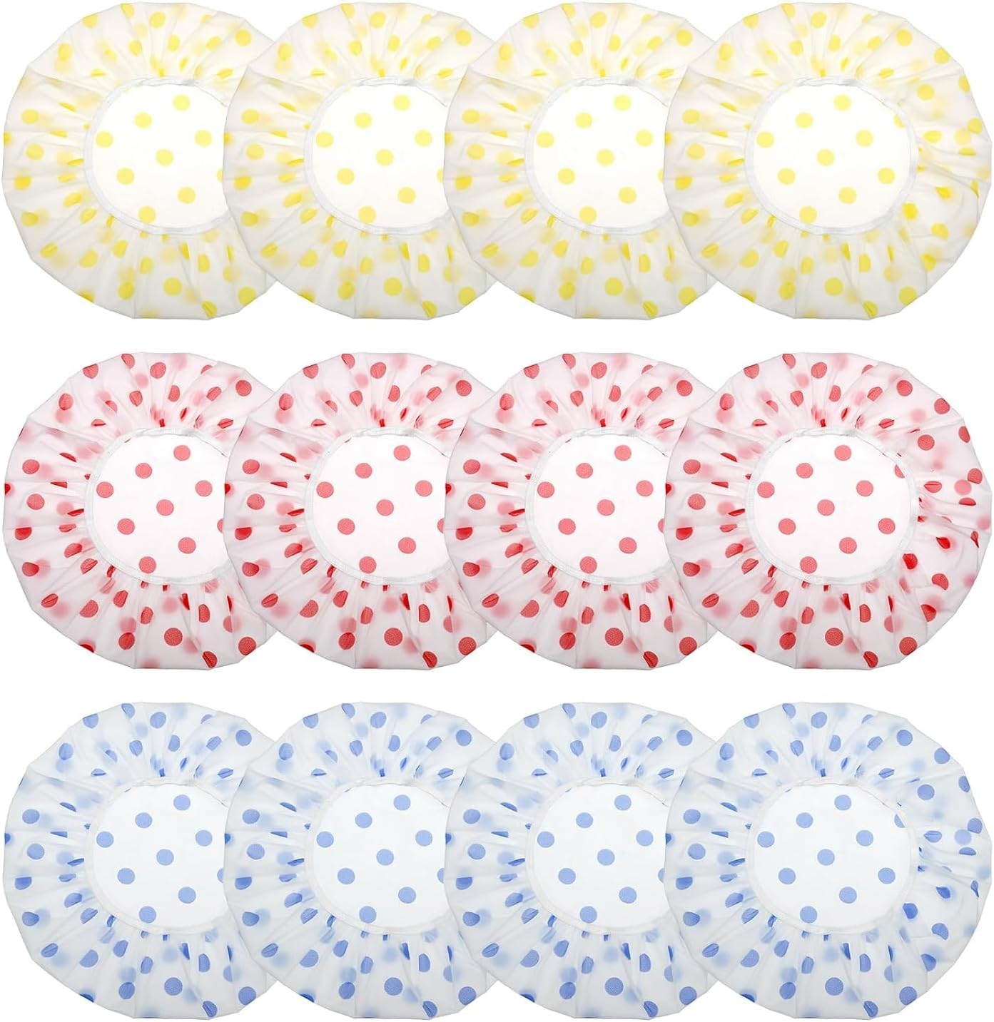 12 Pieces Durable Elastic Bathing Hair Caps, Reusable Waterproof Shower Caps, Lace Elastic Band Hair Bath Caps Beauty Salon Spa Shower Caps (Random Color)