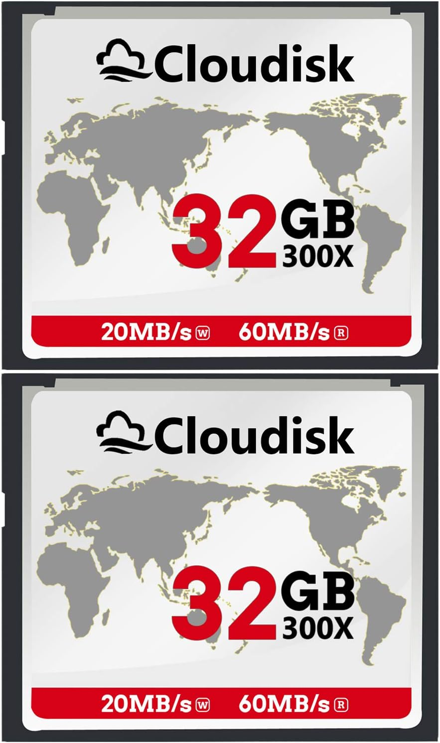 Cloudisk Compactflash Card CF 2.0 Card Performance for DSLR Camera, Vintage Digital Camera and Industry Equipment (16GB, 2-Pack)