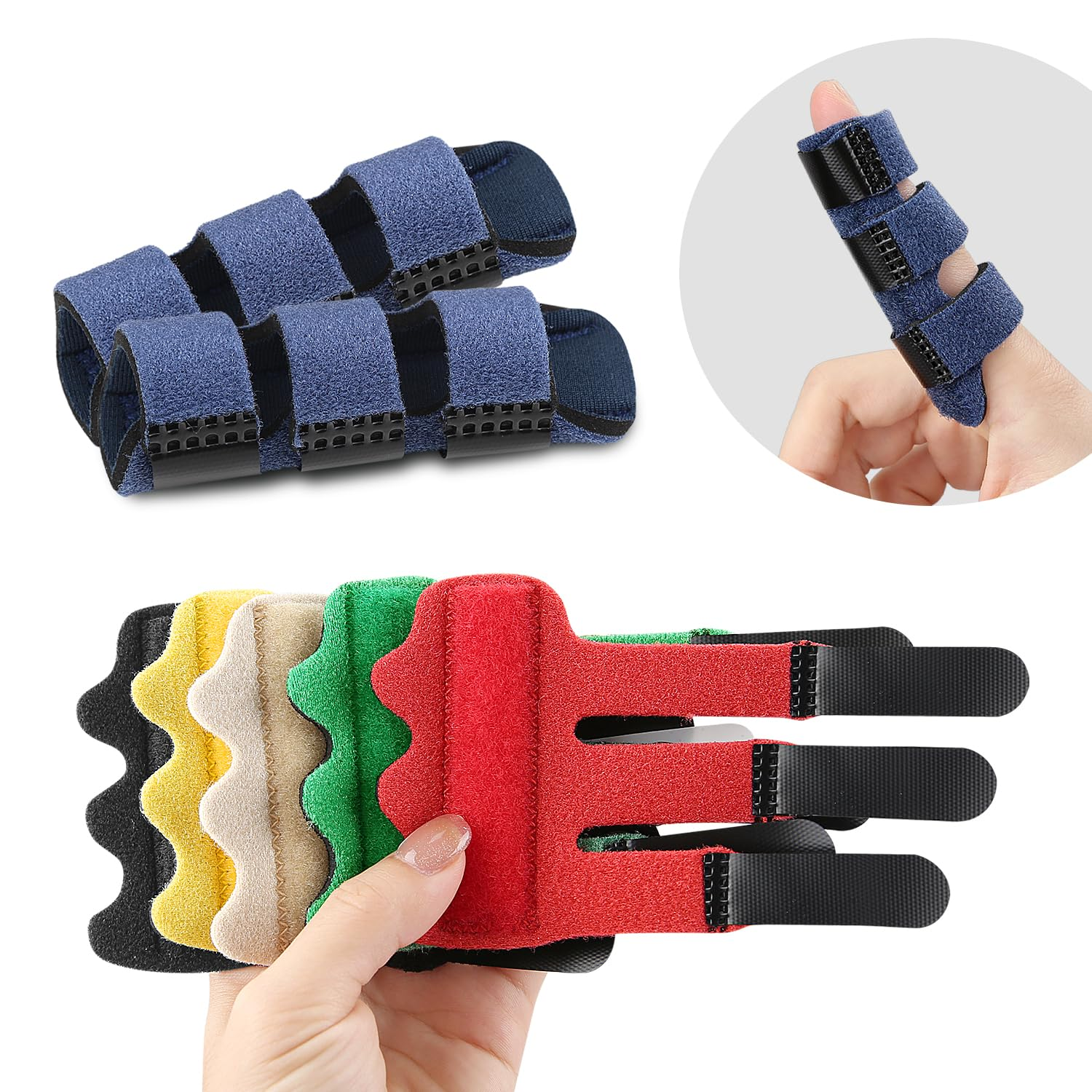 Finger Splint, [4 Pcs ] Upgraded 3 Straps Trigger Finger Brace Support for Arthritis Broken Finger Protection Pain Relief Straighten (Black) image number 4