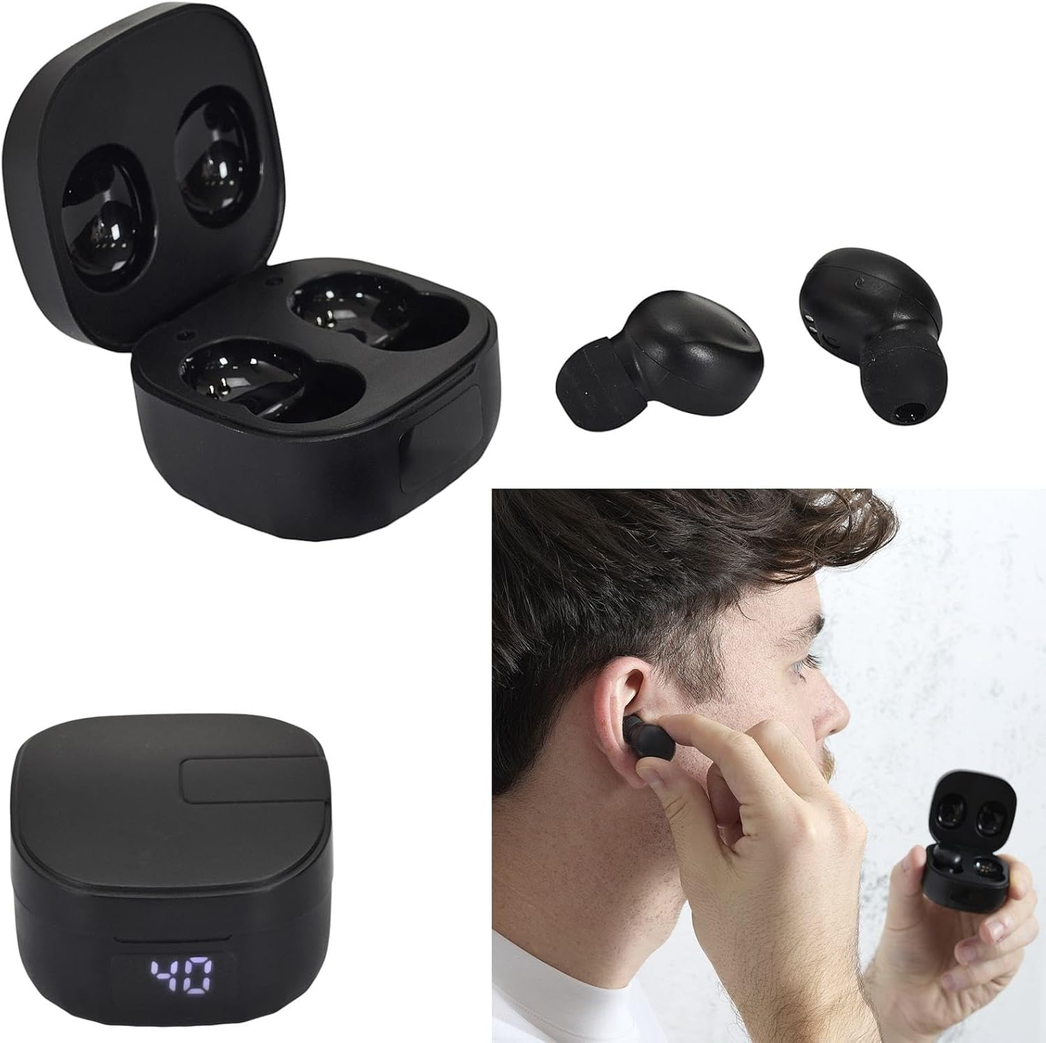 BE MIX, HT0171 Vibes Mini Wireless Headset, 30 Hours Battery Life, Bluetooth 50, Exceptional Sound Quality, Ergonomic Design, Touch Control, Black, One Size image number 6