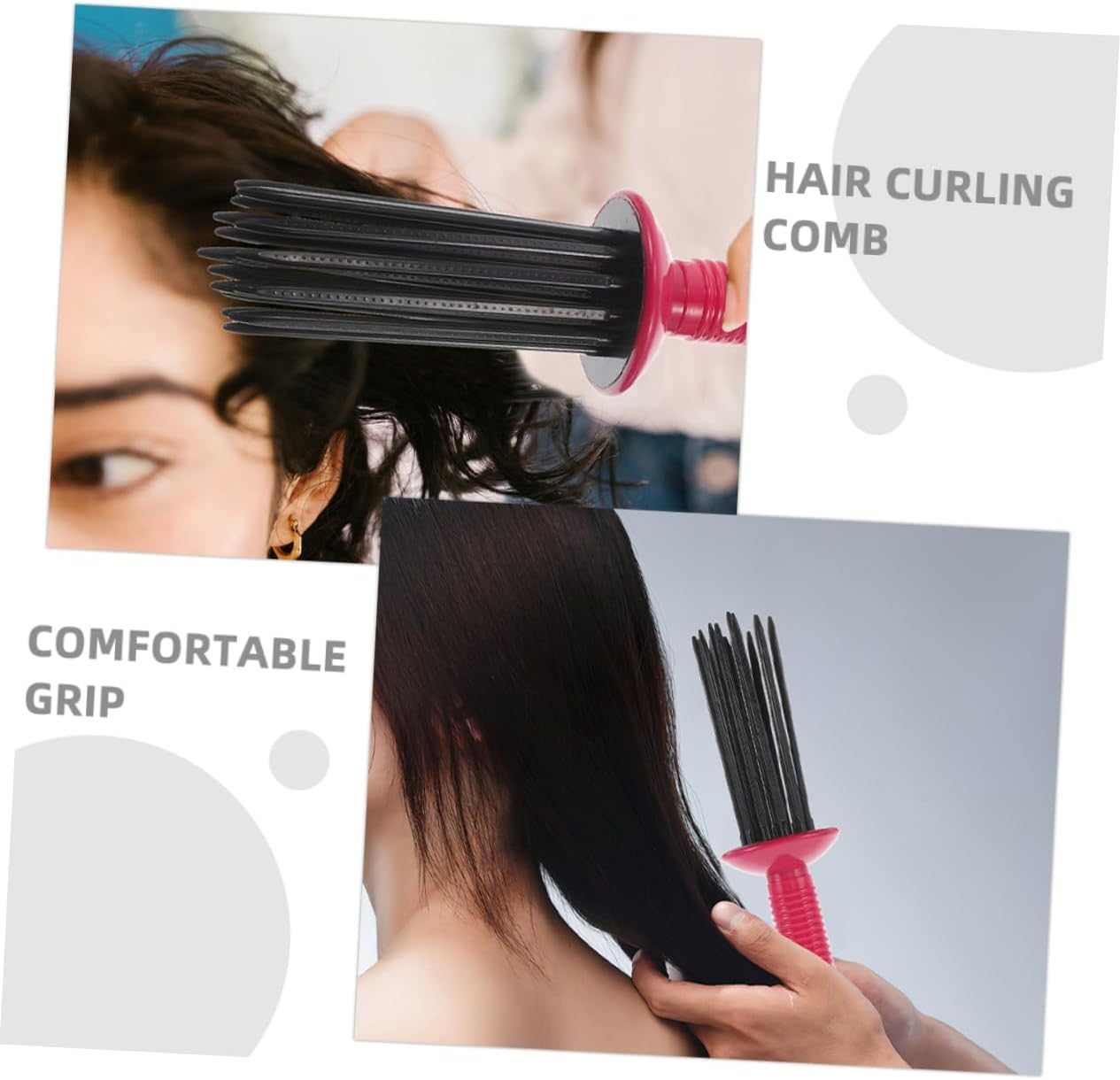 FOYTOKI Fluffy Curling Brush Styling Comb for Curly Hair Slip round Comb Essential Oil image number 4