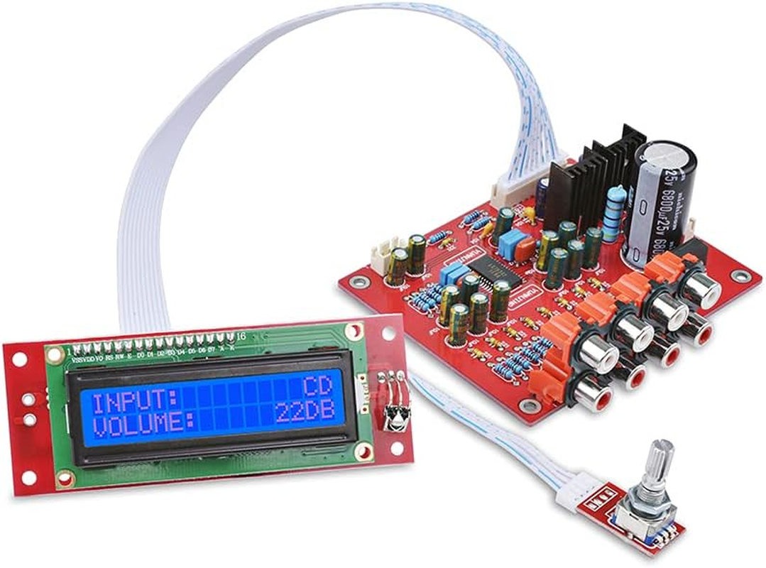 JINGERL 4 Ways Audio Input Treble Bass Volume Tone Remote Control LC75342 Preamplifier Tone Board LCD Display DIY Home Amplifier