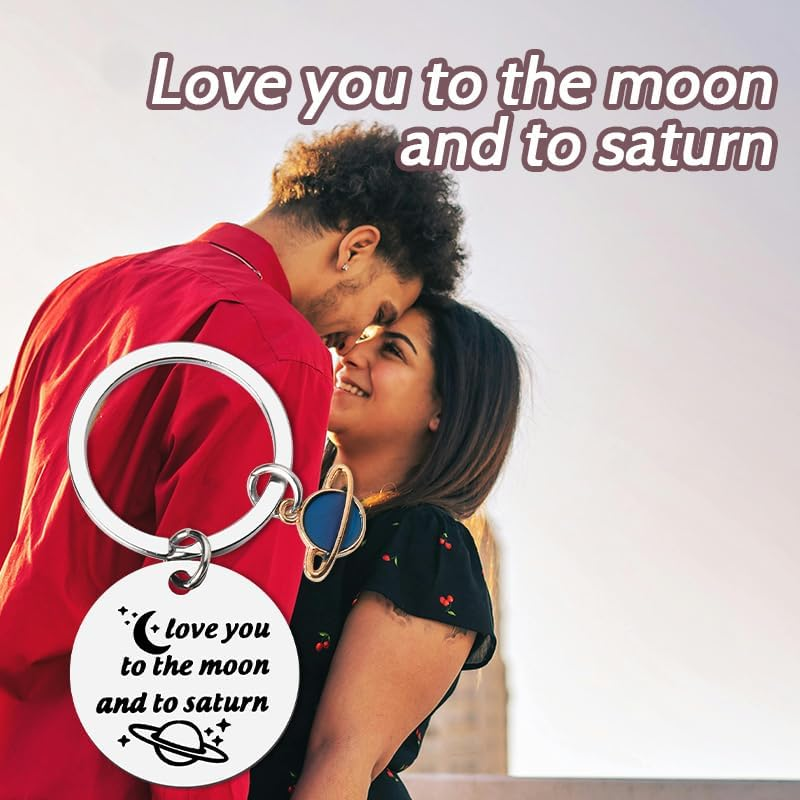 I Love You to the Moon and to Saturn Keychains Anniversary Valentines Gifts for Couple Wife Husband I Love You Gifts for Boyfriend Girlfriend Christmas Birthday Gift Mom Dad Key Chains