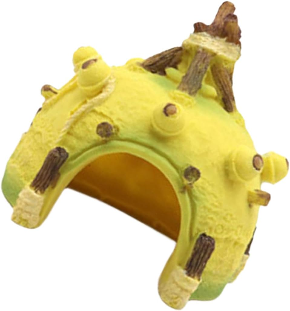 Yellow Aquariums Shelter Fish Tanks Hideouts Resins Decoration for Bettas Fishes Natural Resting Cave Natural Fish Habitats Simulation