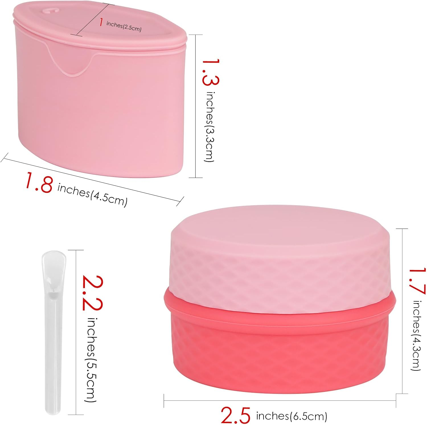 2 Pack Silicone Makeup Containers, Leak-Proof Travel Cosmetic Jars for Creams with Lid, Travel Essentials Accessories for Toiletries (Blue, Pink) image number 1