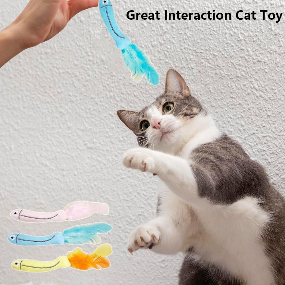 Catnip Cat Toys 3 Pack Cat Fish Toys, Plush Cat Chew Toys Teething Interactive Catnip Filled Kitten Toy Soft Pet Toy for Indoor Cats Kitten Chew and Exercise image number 3