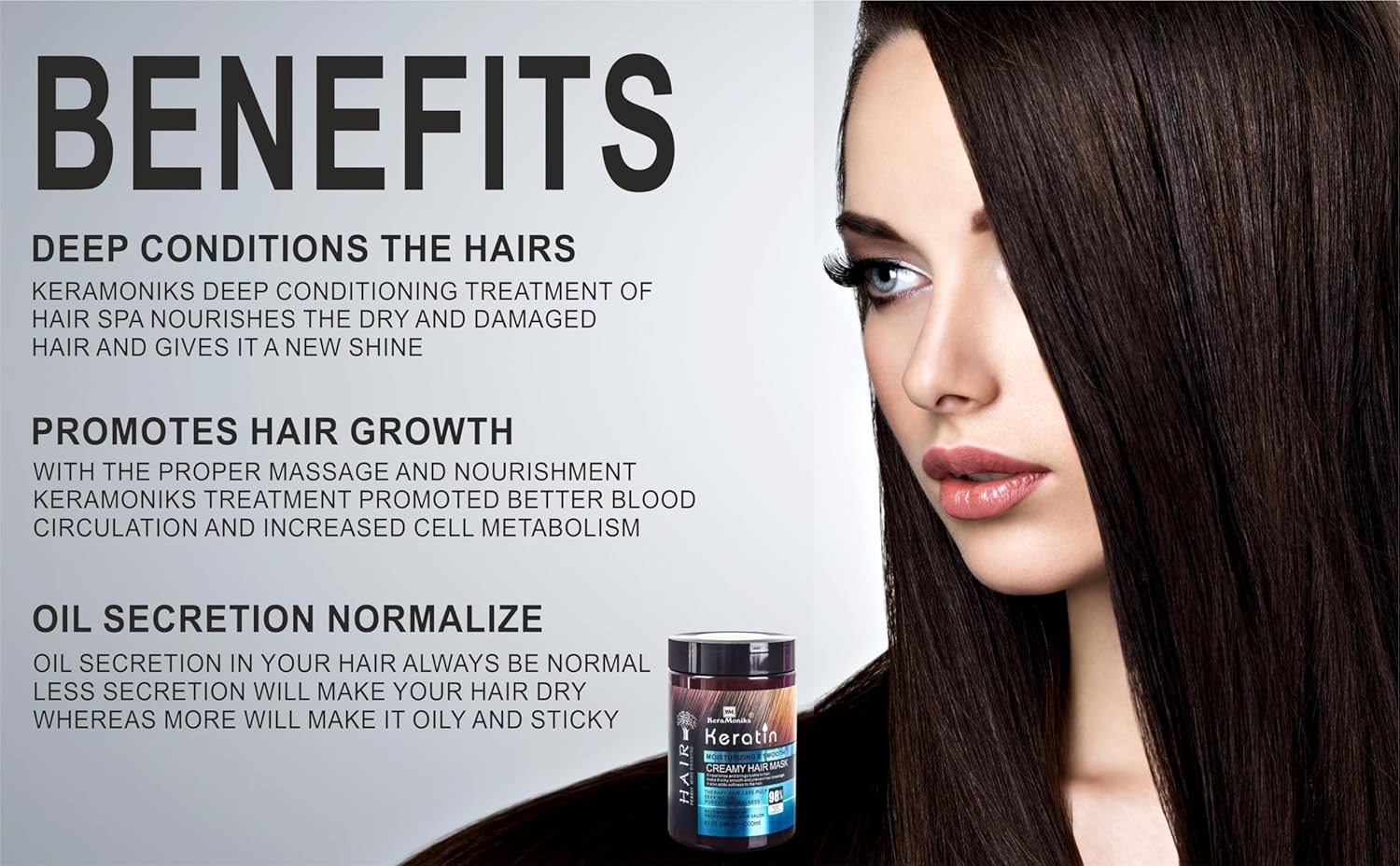 Keramoniks Professional Keratin Hair Mask 1000Ml - for Intense Damaged Hair Repair - like Salon Spa - for Dry & Damaged Hair image number 1