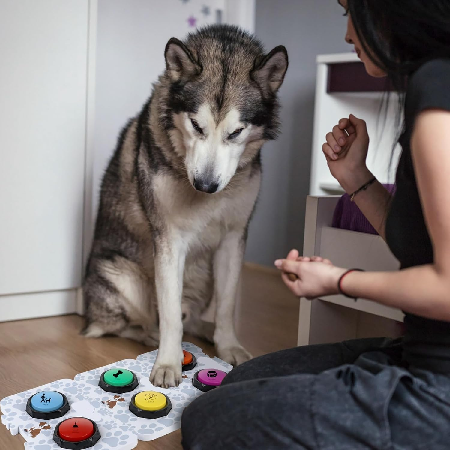 Dog Talking Button Set, Recordable Button Dog Training Buttons, Dog Buttons for Communication and Voice Recordings Buzzer 30 Sec Record and Playback Sound Cat Buttons for Communication(#1)