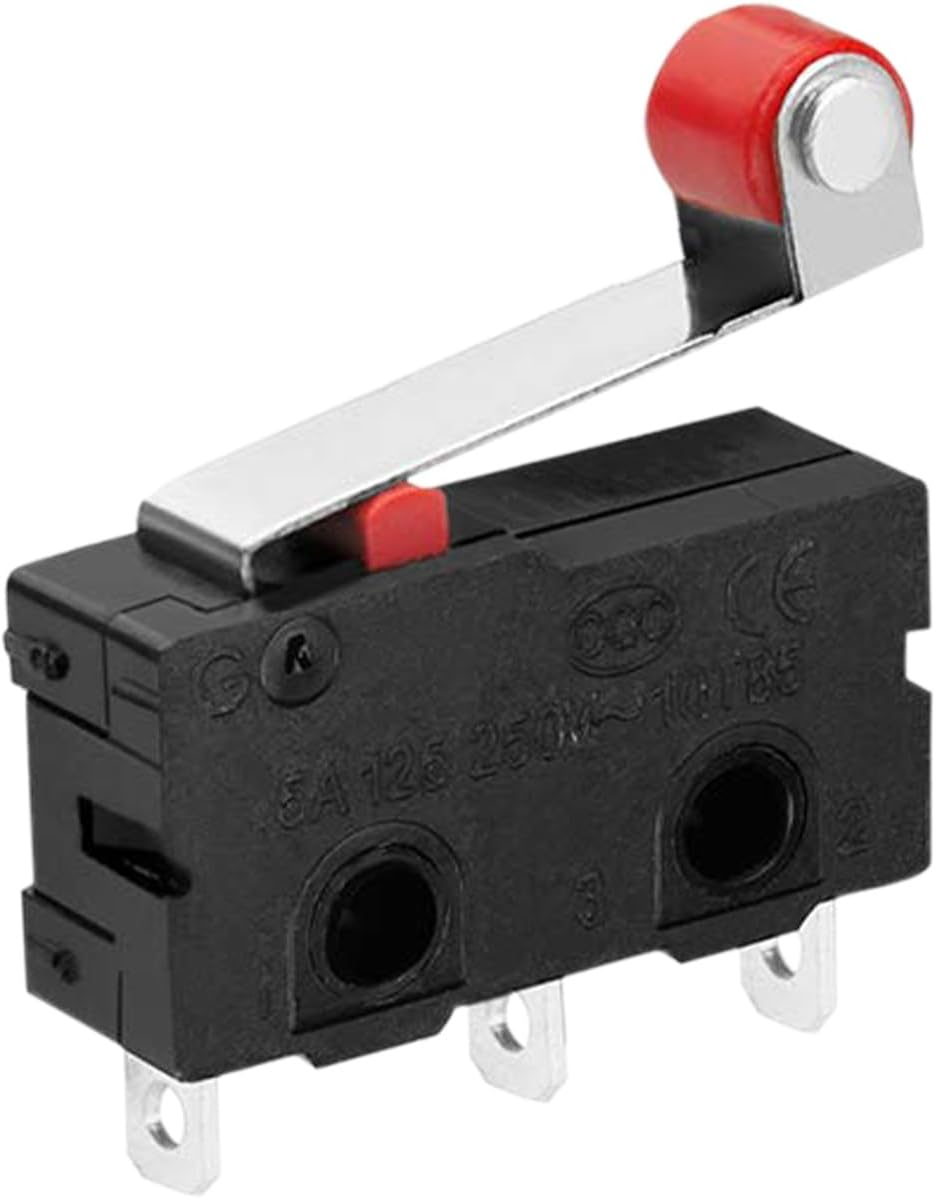 DIGISHUO 10Pcs Micro Limit Switch KW12-3 AC 250V 5A SPDT 1NO 1NC Micro Switch Normally Open Close Limit Switch with Roller Lever Arm Black (10Pcs KW12-3) image number 5