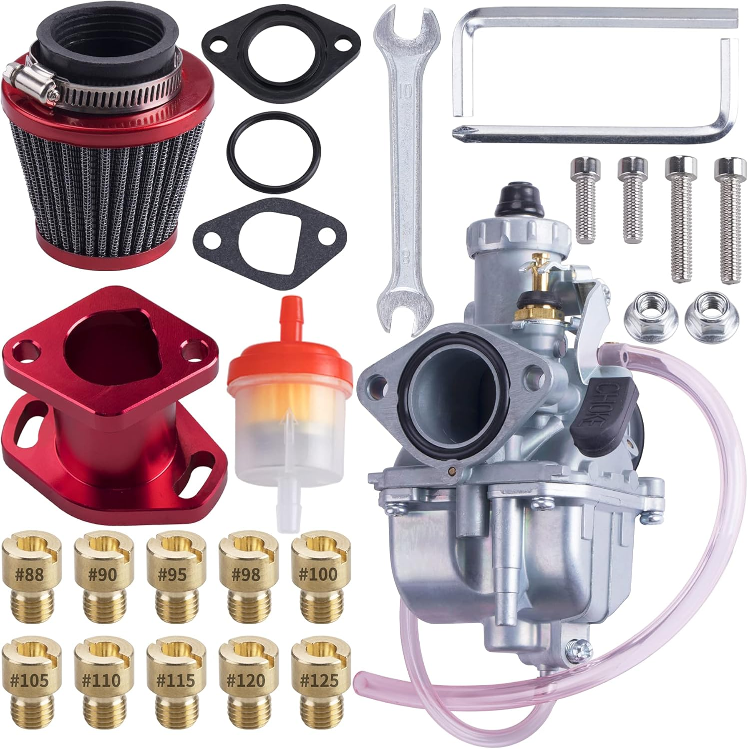VM22 26Mm Carburetor Carb Kit Fit for Performance Intake Pipe Mainfold Air Filter Fit for Predator 212Cc GX160 Honda GX200 CT200U 196Cc KT196 Clones Moto Go Kart Mini Bike Race Kart (Black)
