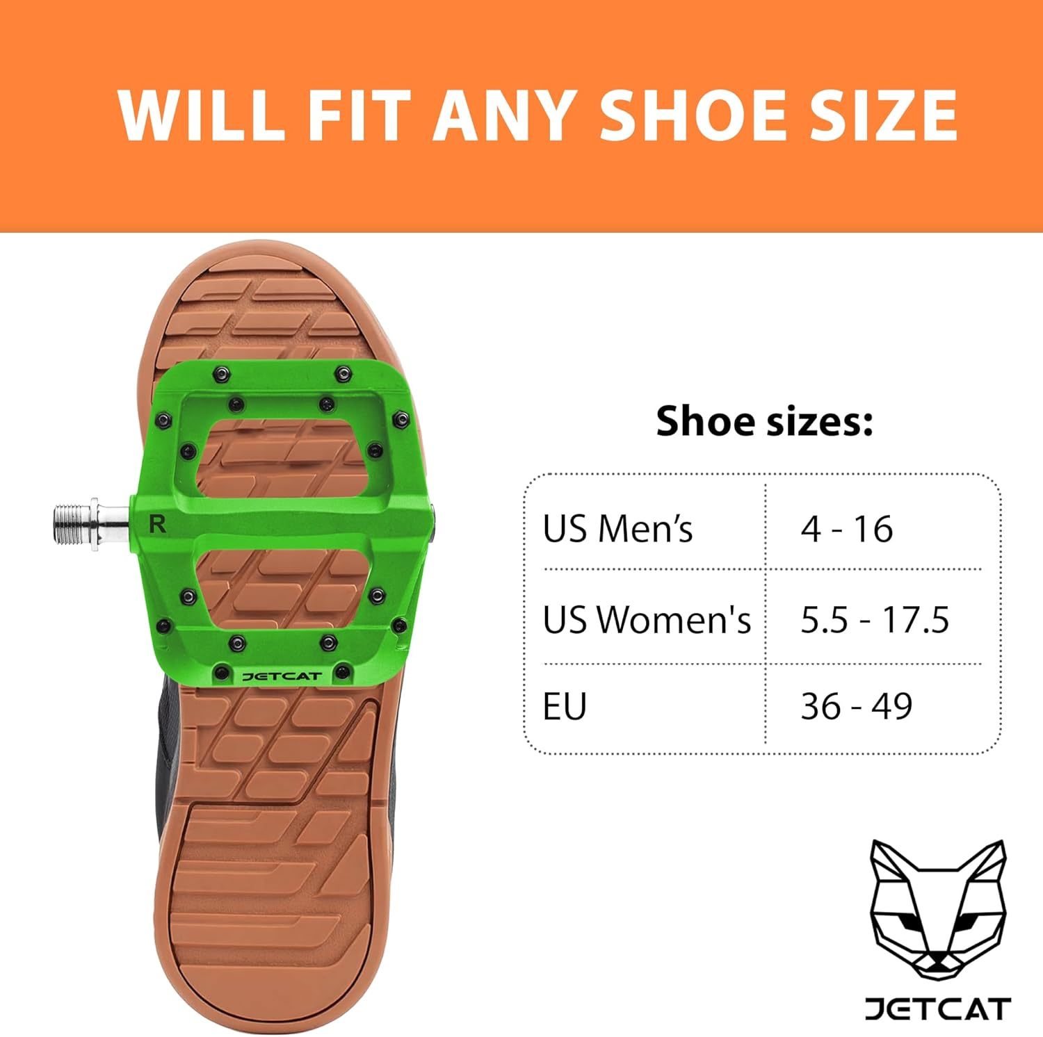 JETCAT Mountain Bike Pedals Flat - MTB Pedals Flat, Bicycle Pedals for Bmx/Mtn/Road/Gravel/Ebike, BMX Pedals, Platform Pedals, Adults & Kids Bike Replacement Upgrades Parts 9/16 image number 2