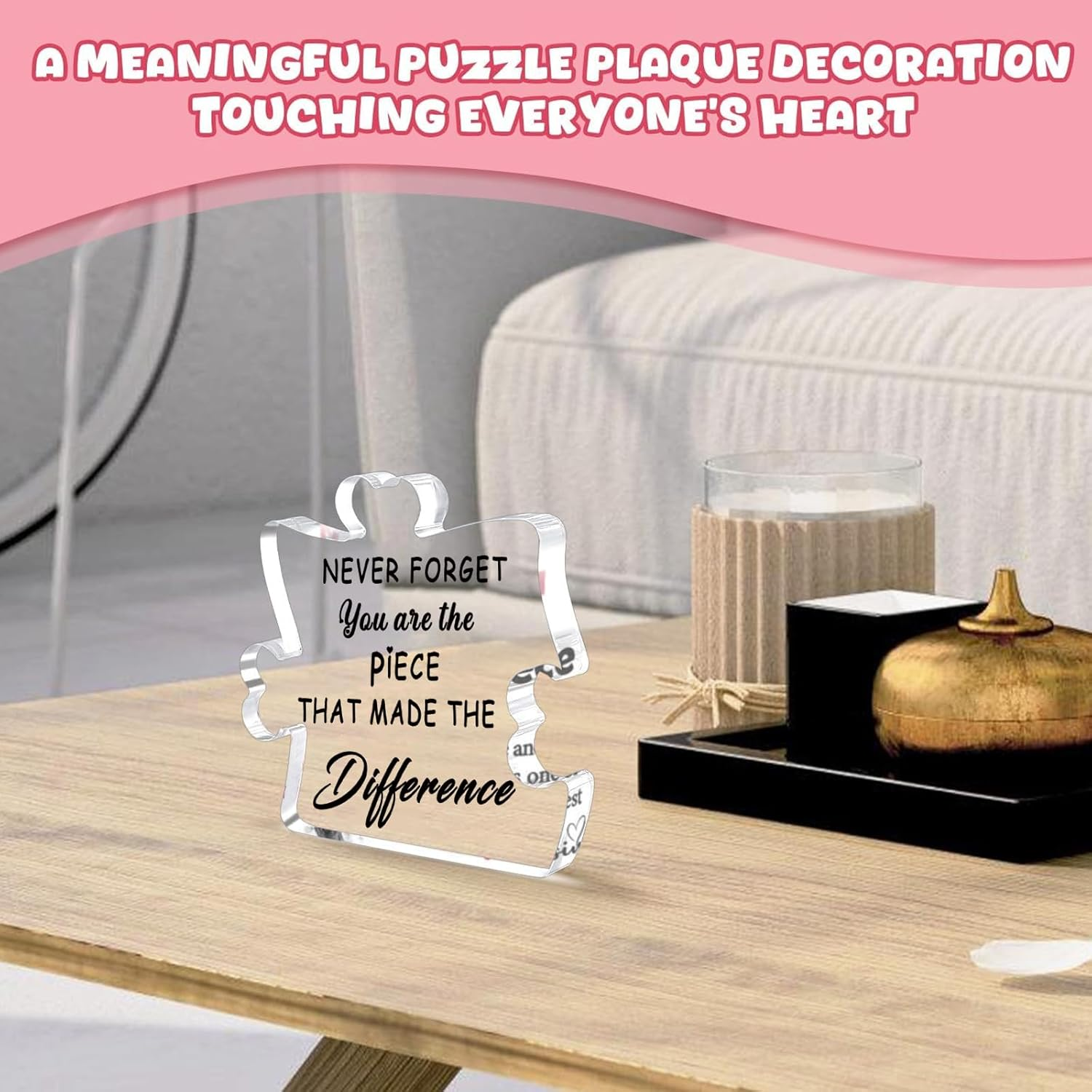 Leaving Gifts for Colleagues Women, Thank You Gifts for Men Thank You Gifts for Women Friend Puzzle Piece Acrylic Plaque Teacher Gifts for Retired Female Leaving Presents for Colleagues image number 1