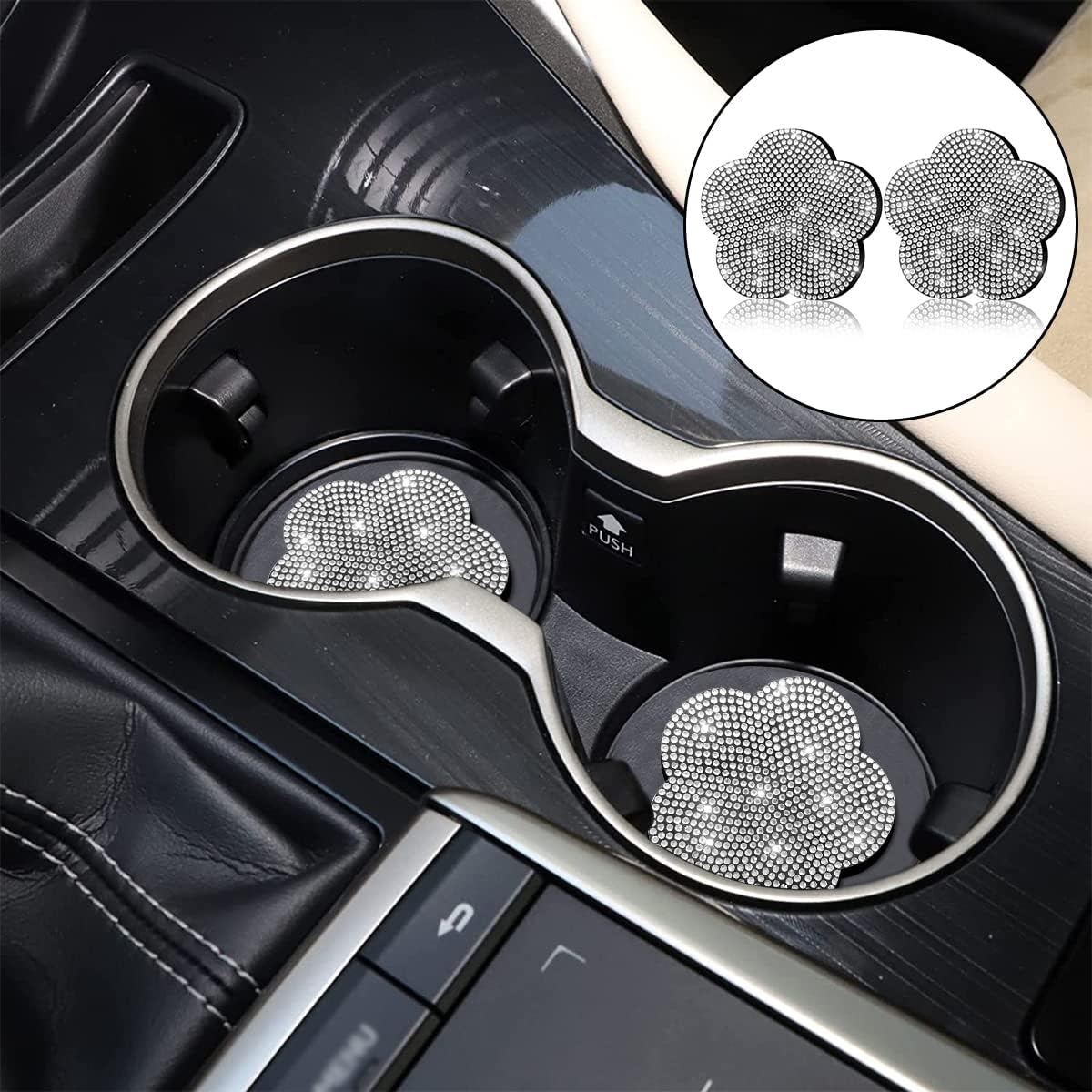 BEZANU Bling Silicone Car Cup Holders, 2 PCS Non-Slip Car Cup Pads for Universal Interior Accessories (7Cm/ 2.75In) image number 4