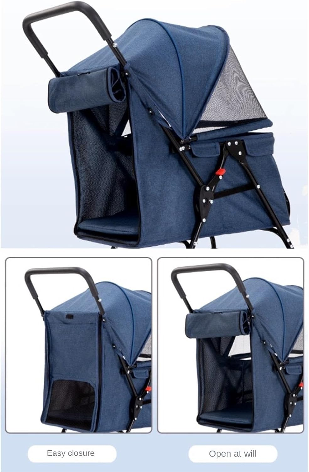 Pet Stroller Dog Stroller Cat Stroller Folding Pet Stroller with 4 Wheel Cat Stroller for Travel Walk Dog Stroller for Small Medium Dogs & Cats Dog Pram Dog Cat(Color:Gray)