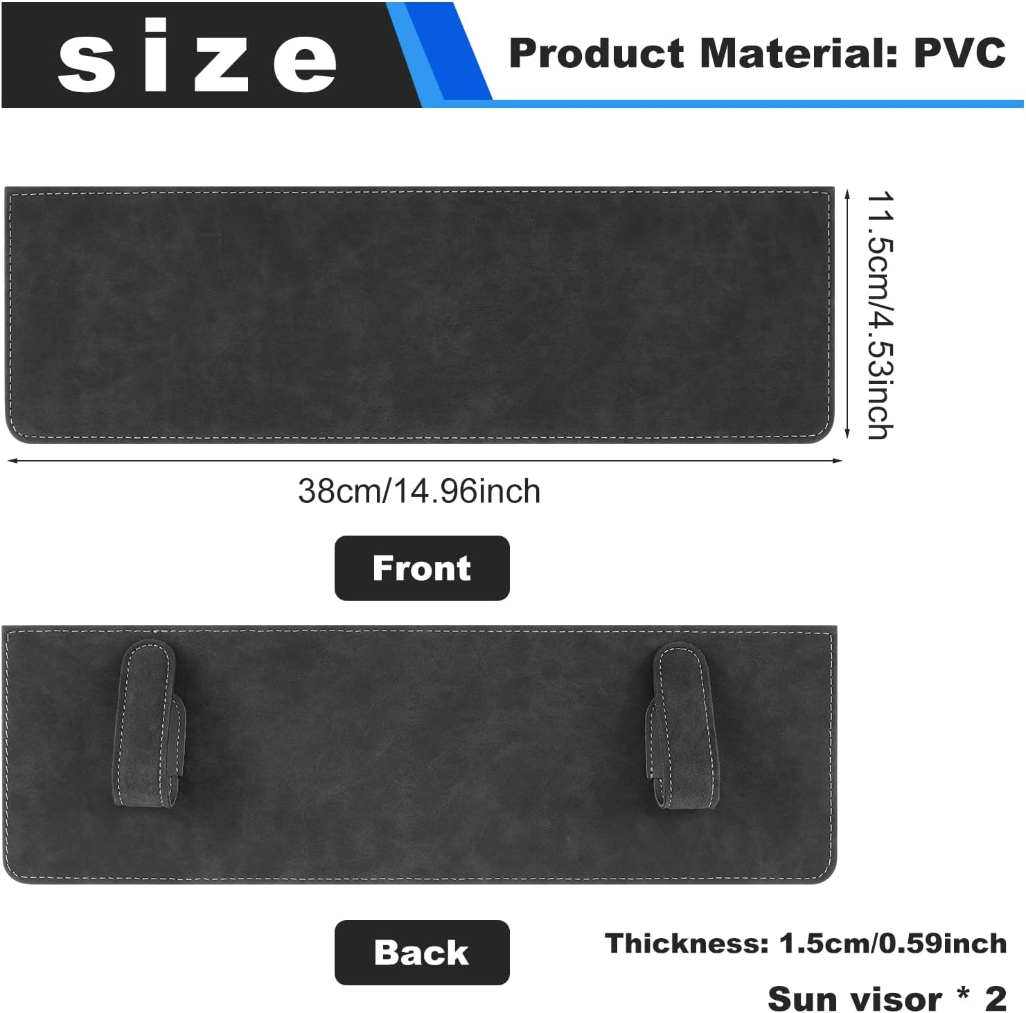 2Pcs Sun Visor Extender for Car, Window Shade, Extension Shade Attachment, Adjustable PVC Sunshade Blocker, Auto Accessories for Safe Driving (Black) - Black image number 5