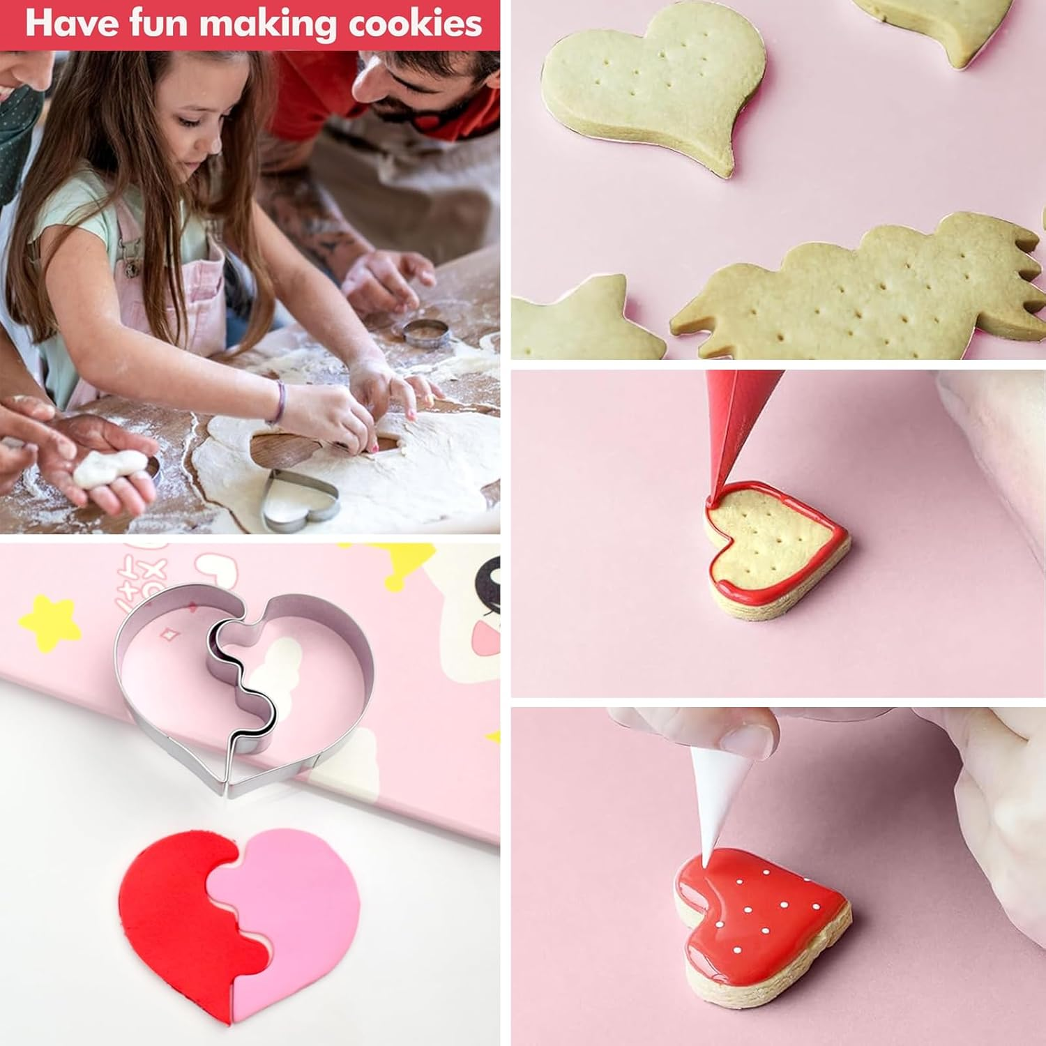 YQQZQ 7Pcs Stainless Steel Cookie Biscuit DIY Mold,Different Heart Cutter Baking Mould,Idea Snacks Mold for Valentine'S Day,Wedding and Anniversary Day Party image number 4