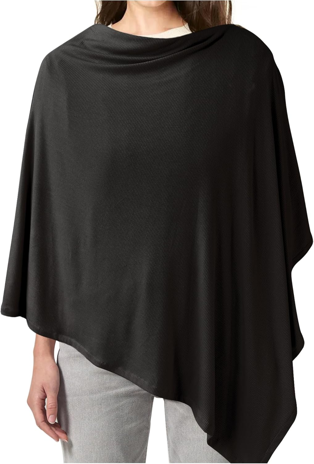 Konssy Knit Nursing Cover for Breastfeeding, 360&deg; Full Privacy Breathable Breastfeeding Cover, Multi-Use Carseat Canopy(Black)