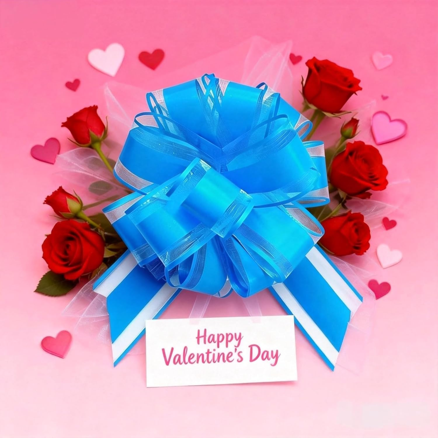 6 Inch Large Pull Bows, 6 PCS Sky Blue Gift Wrapping Bows for Wedding, Christmas, Birthday Party Decorations, Gift Boxes, Basket & Flower Decor image number 3