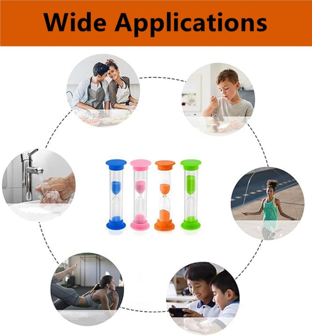 4PCS Sand Timers, 2 Minute Sand Clock Timer Hourglass Countdown Timer for Brushing Teeth, Classroom, Home and Kitchen(Colorful)