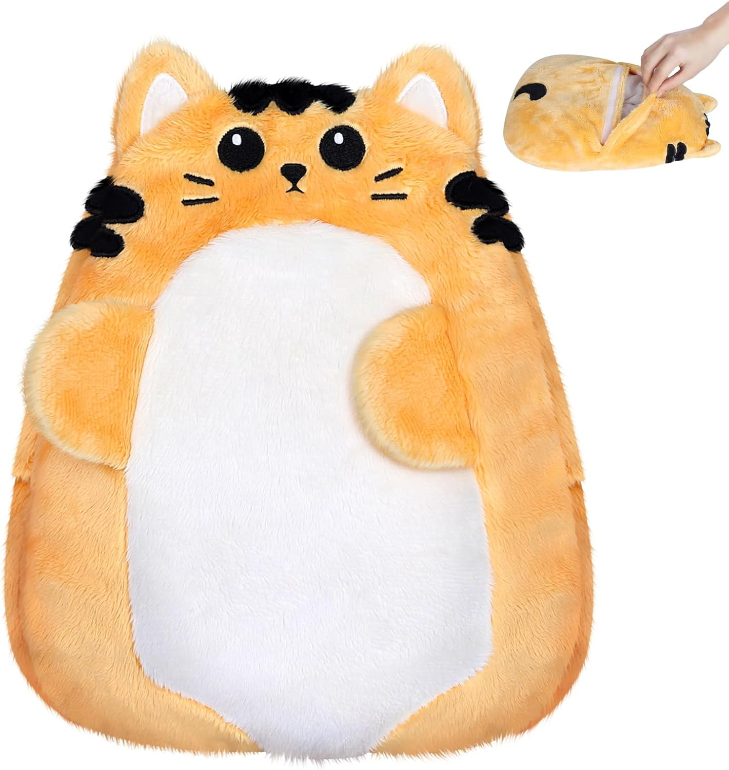 Suzzipad Microwave Heating Pads for Body Discomfort, Microwavable Stuffed Animal for Anxiety, Stress Relief Gifts for Women, Moist Heat Pack with Washable Cover, Cat (Yellow) image number 1