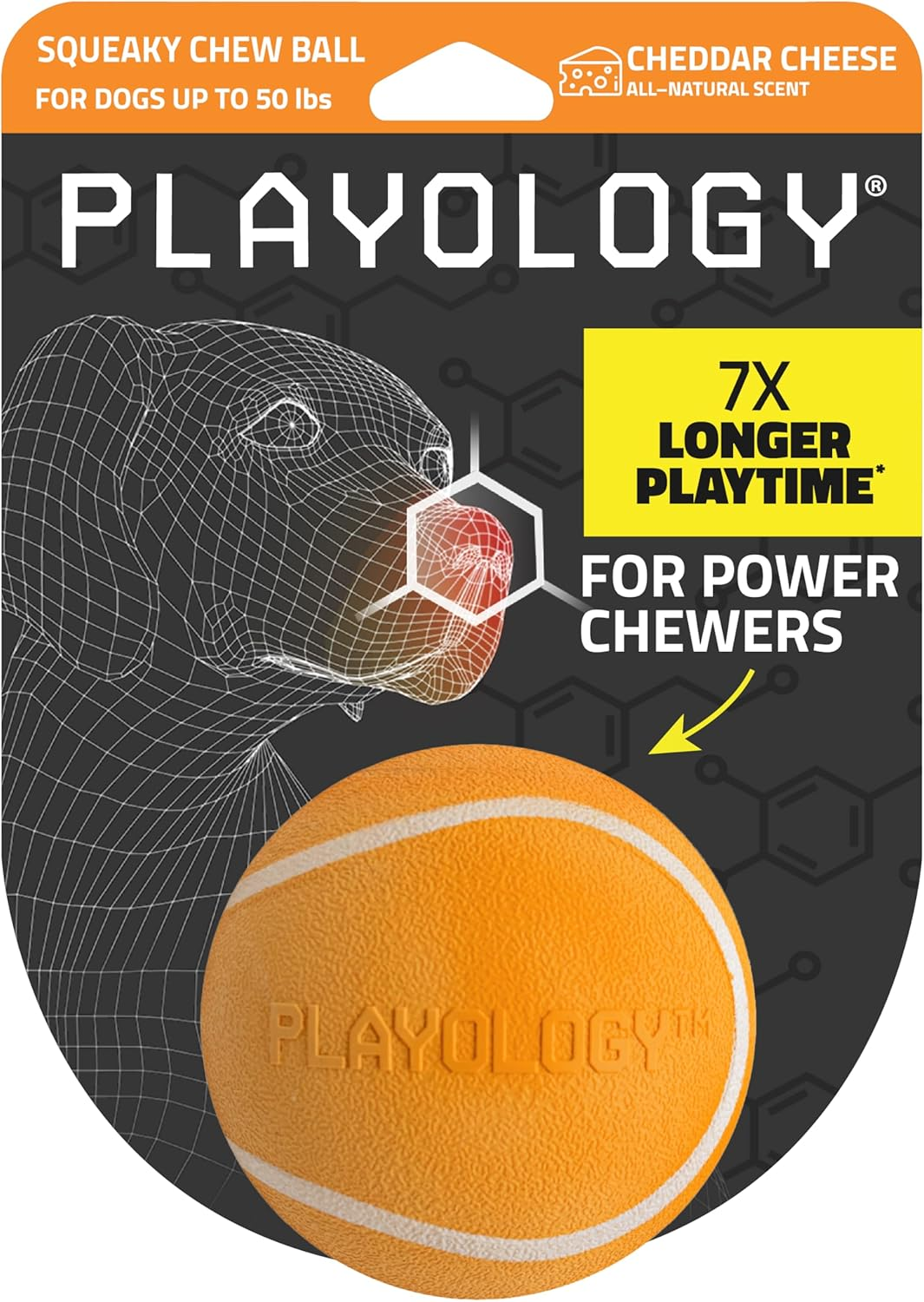 Playology Squeaky Chew Ball for Dogs - Engaging All Natural Beef Scented Dog Toy for Medium/Large Dogs (10Lbs & Up) - Squeak, Bounce, Fetch, and Play!