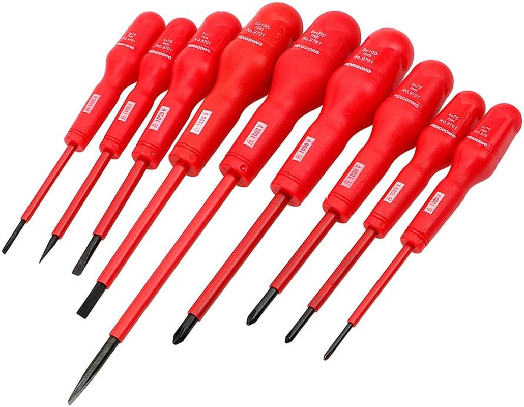 Meichoon 9 Piece Slotted and Phillips Insulated Screwdriver Set with Magnetic Tips 1000 Volt for Repair Home Improvement Craft,Df08 image number 2