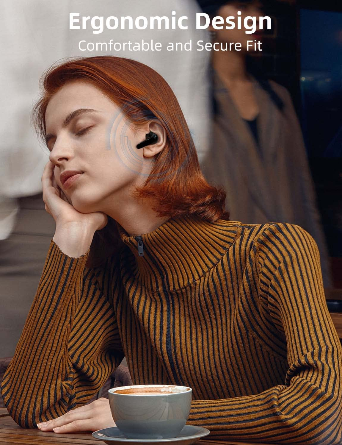 MAS CARNEY Wireless Earbuds with Charging Case M1, Smart Touch, Bluetooth 5.3, Mini Size, Light Weight 35G, 240Mah Battery, 20 Hours Music Time, Built in Micphone - Black image number 3