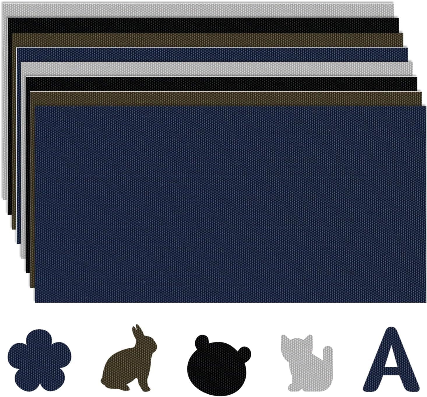 THJOPOKEEL 8Pcs down Jacket Patches, 7.87X3.94 Inch Waterproof Cloth Repair Patch Washable Self Adhesive Fabric Patches for Repairing down Jackets Hiking Bags Tents (Blue, Black, Green, Gray) image number 1