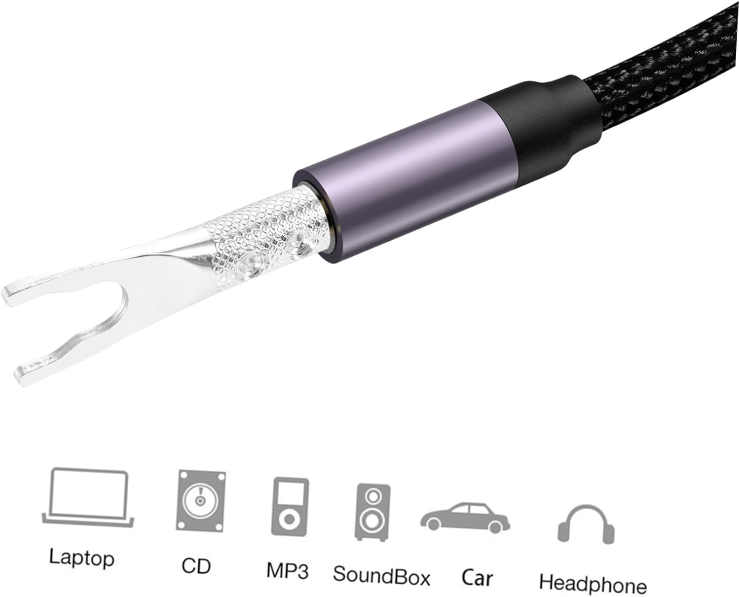 SECFOU Silver-Plated Y Fork Banana Plug Speaker Wire Connector for Audio Amplifier, Dual U-Shaped Audio Adapter Suitable for Home Theater and Hifi Systems