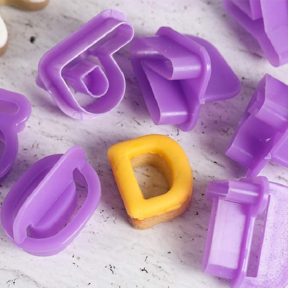 Blingkingdom 40Pcs Alphabet Cookie Cutters Set Purple Plastic Letter Icing Cake Decorating Fondant Number Cutters Mould Tools for Sugarcraft Biscuit Pastry Plunger Baking image number 4