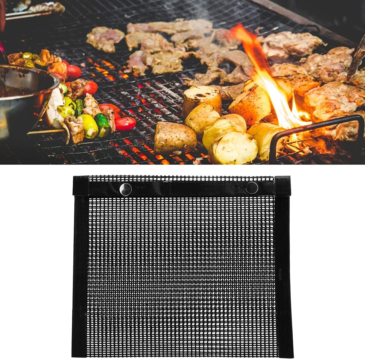 Alvinlite Barbecue Net Bag, Non-Stick BBQ Grill Mesh Bag, Outdoor BBQ Baking Bag High Temperature Resistant PTFE Bag for Outdoor Picnic Cooking image number 2