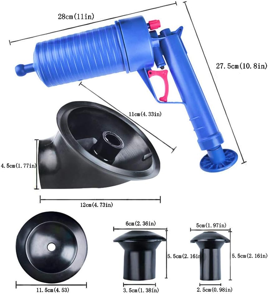 Toilet Plunger Set Drain Clog Remover Tool Tub Drain Cleaner Opener Air Drain Blaster Gun Bellows Plunger Pump for Sink Bath Toilets Bathroom Shower Kitchen Clogged Pipe Bathtub 4 Suckers image number 1