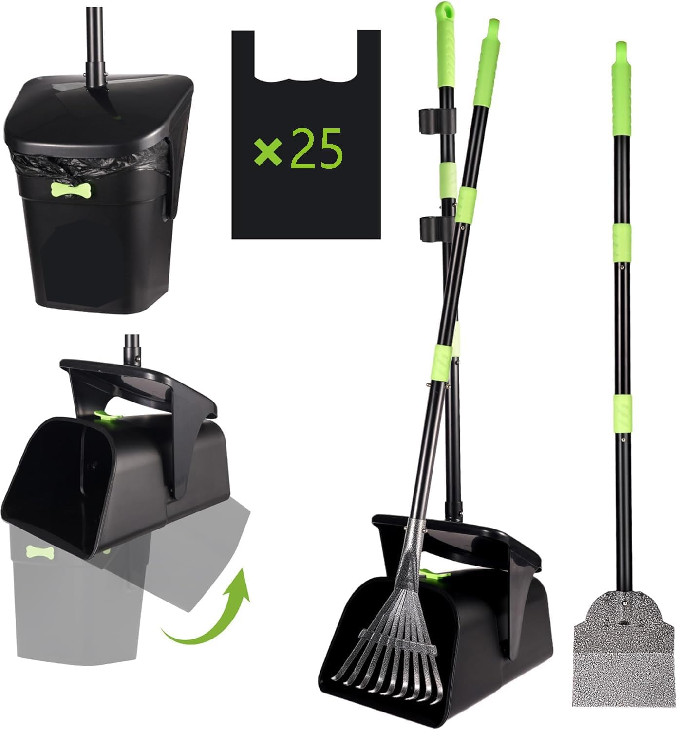 Dog Poop Scoop Rotating Trash Can with Rake and Scoop, Comes with 25 Trash Bags, Suitable for Large, Medium and Small Dogs, Dog Poop Scoop Cleans up Pet Waste from Yards, Grass, Dirt or Gravel image number 6