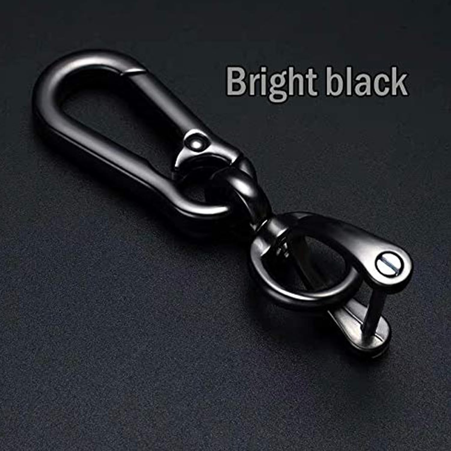Metal Keychain Car Fob Key Chain Holder Clip 2 Pcs with Detachable Valet Key Ring & Anti-Lost D-Ring for Men and Women - Bright Black image number 1