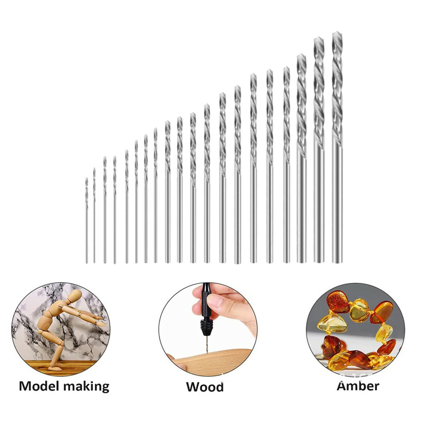 Hand Twist Drill Pin Vice 0.3-1.6Mm 20P Mini Micro Bit Jewellery Steel image number 1