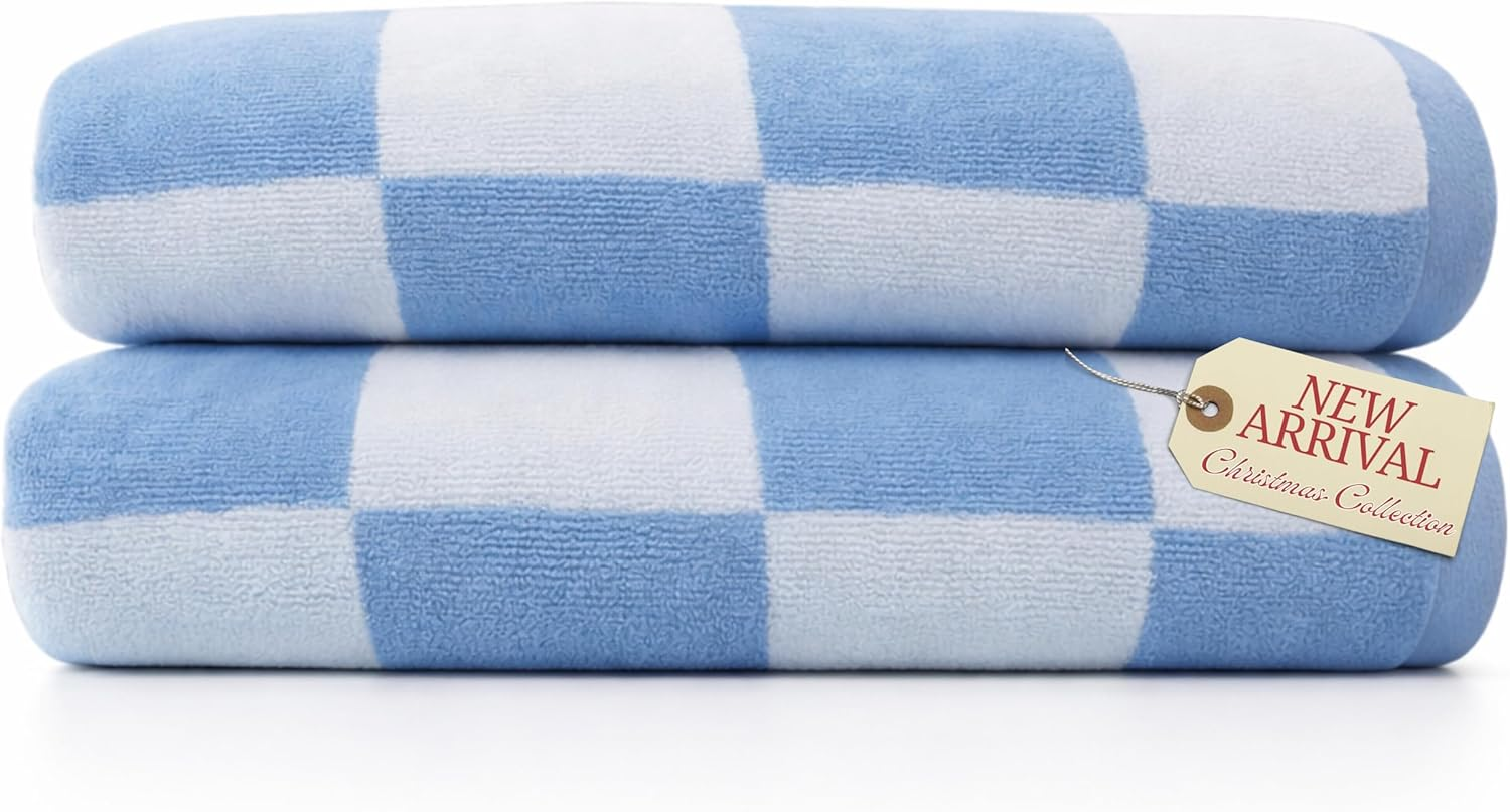 LARA Home Luxury Jacquard Velour Beach Towels, 100% Cotton, Large Beach Towel Size 90X165Cm, 500GSM, Pack of 2, Double-Sided Pattern Velvet (Pink White Pattern)