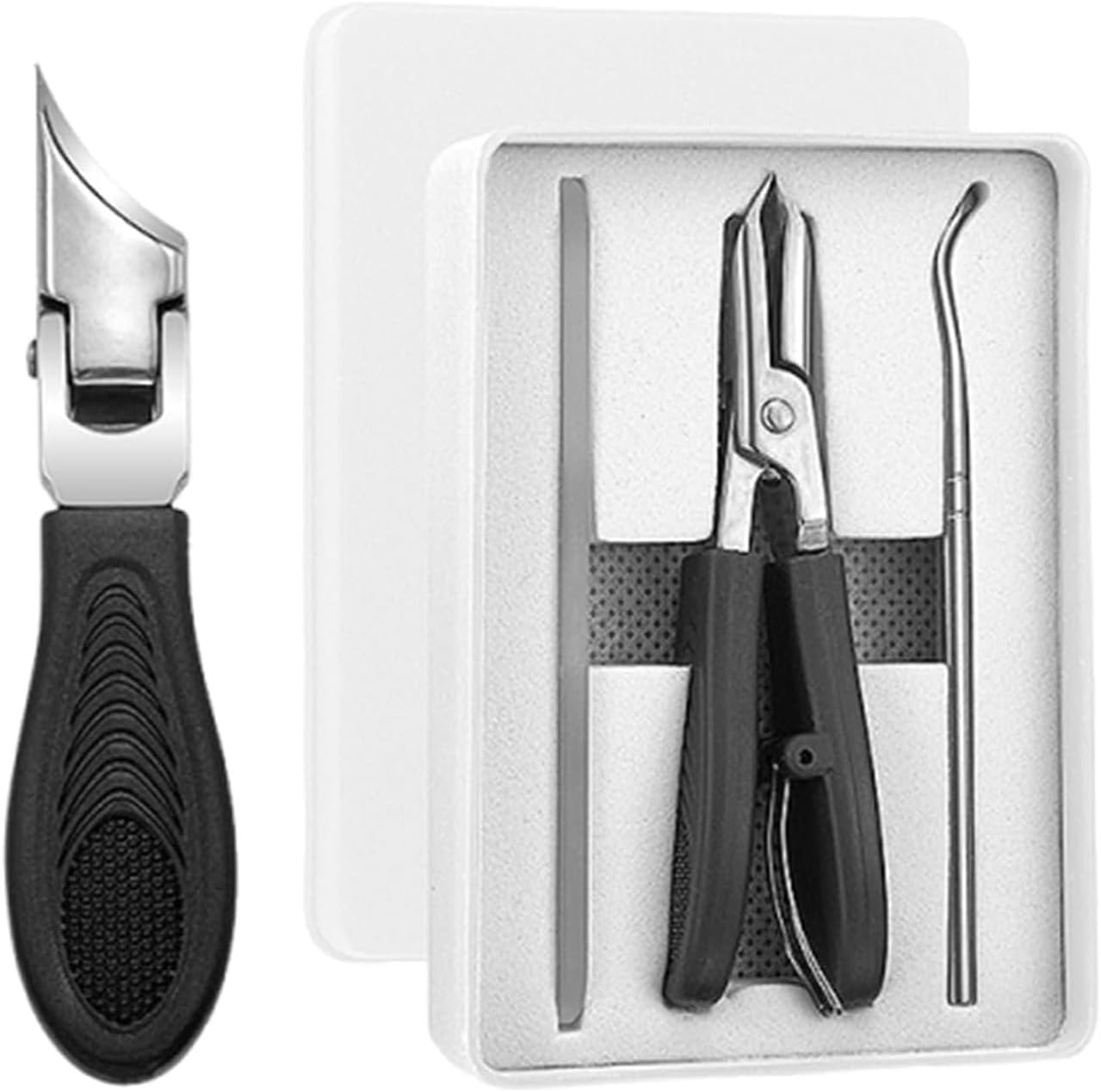 Eagle Beak Nail Clippers, Three Sets of Eagle Beak Beveled Nail Clippers,Wide Jaw Opening Anti-Splash Slanted Nail Clipper for Thick Nails, Ingrown Care (Black)