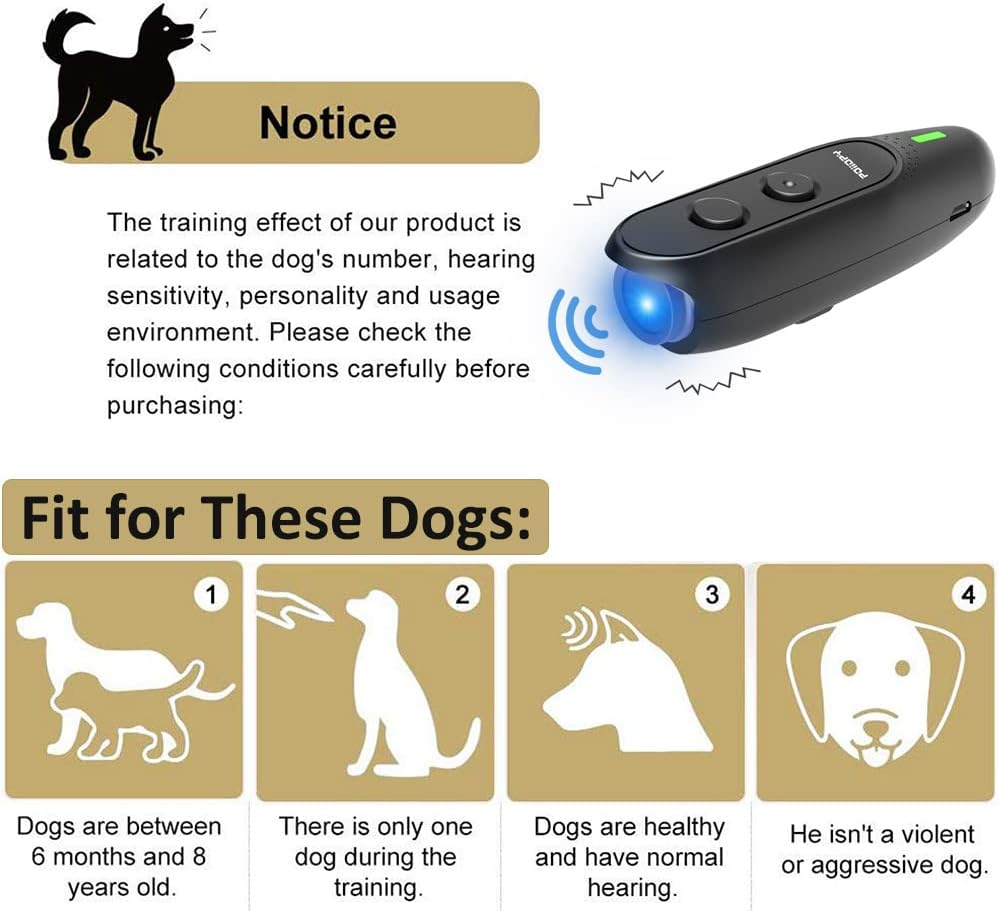 Anti Bark Device for Dog-Variable Frequency Ultrasonic Dog Bark Deterrent Rechargeable 2 in 1 Dog Barking Control Device Handheld Dog Training Tool Barking Behavior Trainer 16.4 Ft Range 100% Safe