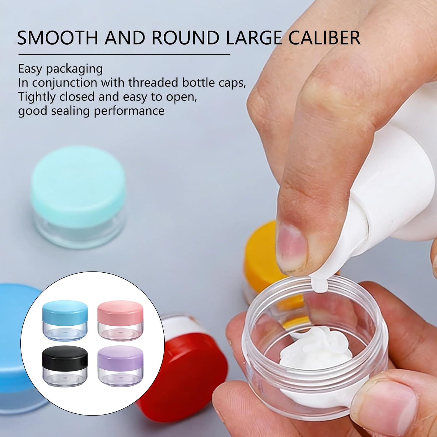 JANGJANG 10 Gram 8 Pcs Plastic Lip Balm Containers, Cosmetic Jars and Makeup Sample Containers for Lip Balms Lotion Powder, Multi-Purpose Beauty Product Storage Jars