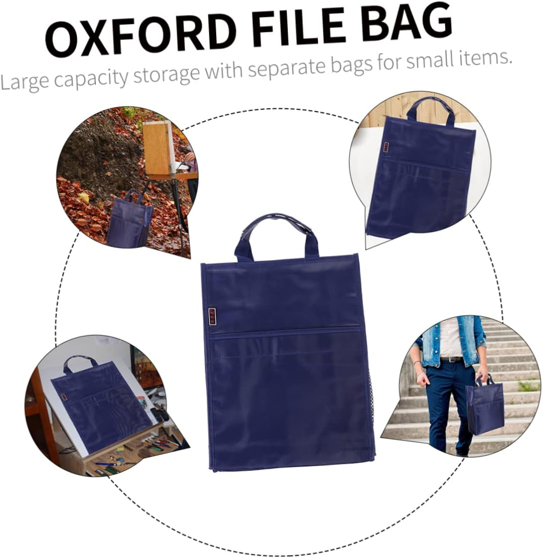 Happyyami Oxford Document Bag Students Bag for School Handheld File Organizer Pouch Three Layers for Tutorial Use image number 1