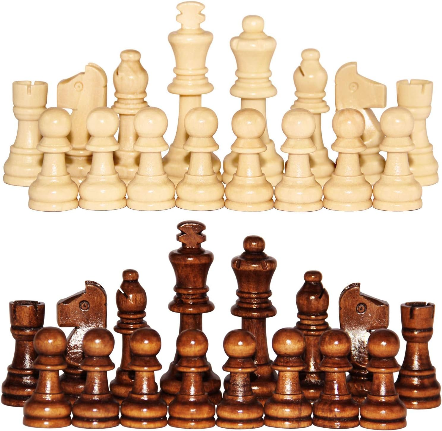 ASNEY Wooden Chess Pieces, Tournament Staunton Wood Chessmen Pieces Only, 3.15" King Figures Chess Game Pawns Figurine Pieces, Includes Storage Bag image number 1