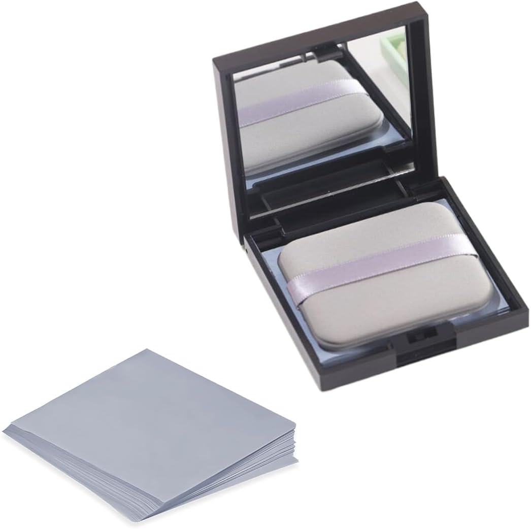 COYUN 100 Pieces Oil Control Paper, Face Blotting Paper Set with Mirror and Powder Puff, Blotting Paper for Oily Skin Care, Oil Control Paper, Blotting Paper, Oil Absorbing Leaves, Oil Blotting Paper image number 3
