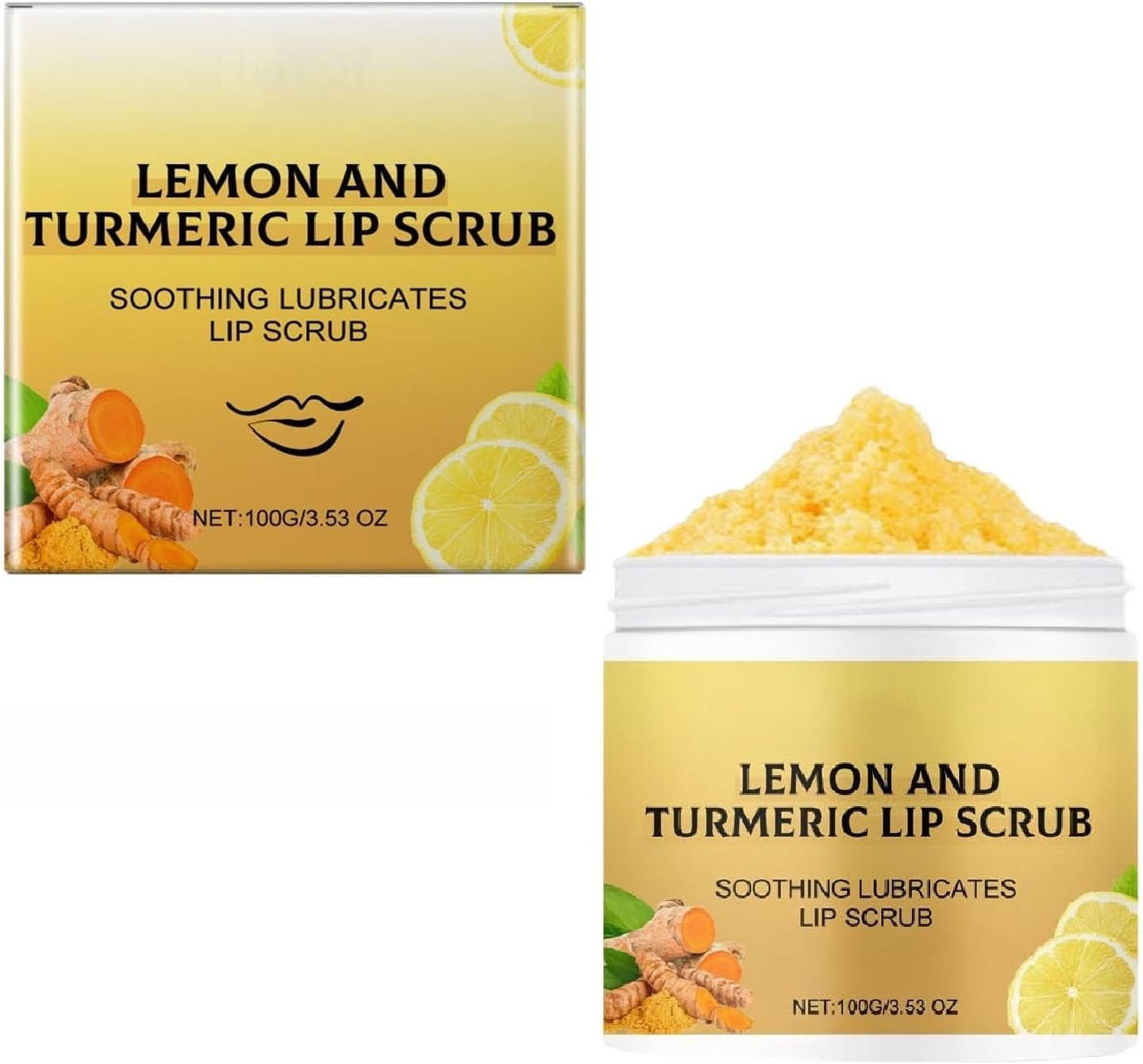 Turmeric Lip Scrub, Lip Exfoliator Scrub, Turmeric Vitamin C Scrub, Dark Lips Lightening Treatment, Lip Brightening Lip Lightening for Dark Lips Smoker, Turmeric Lemon Lip Scrub (1Pcs)