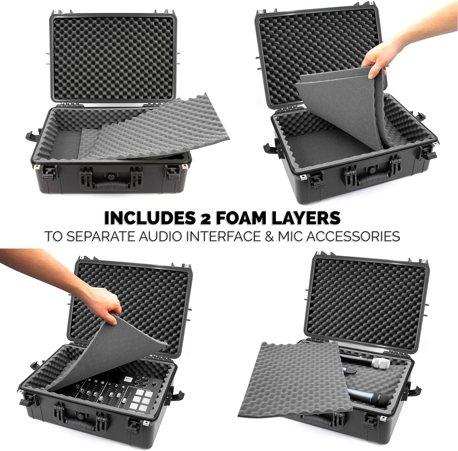 Casematix Waterproof Audio Mixer Case Compatible with Yamaha MG12XU 12 Channel Mixing Console Fits 17.0" X 12.1" X 5.0" Mixers and Cables image number 1